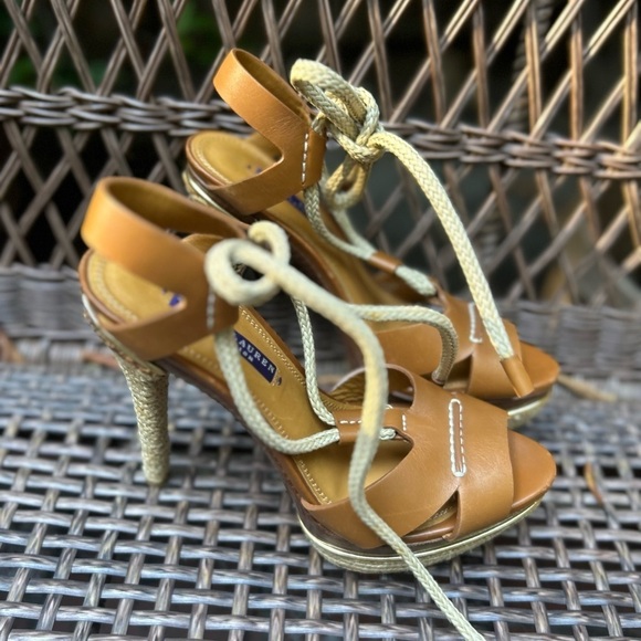 Ralph Lauren Strappy Leather and Jute Rope Sandal NEW - Picture 12 of 13